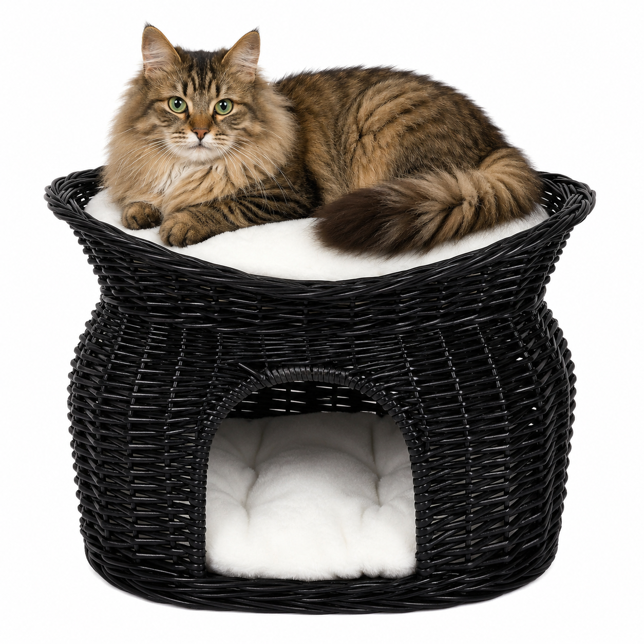 Corbeille osier chats grotte chats avec coussin couleurs différentes 55x39x43 cm