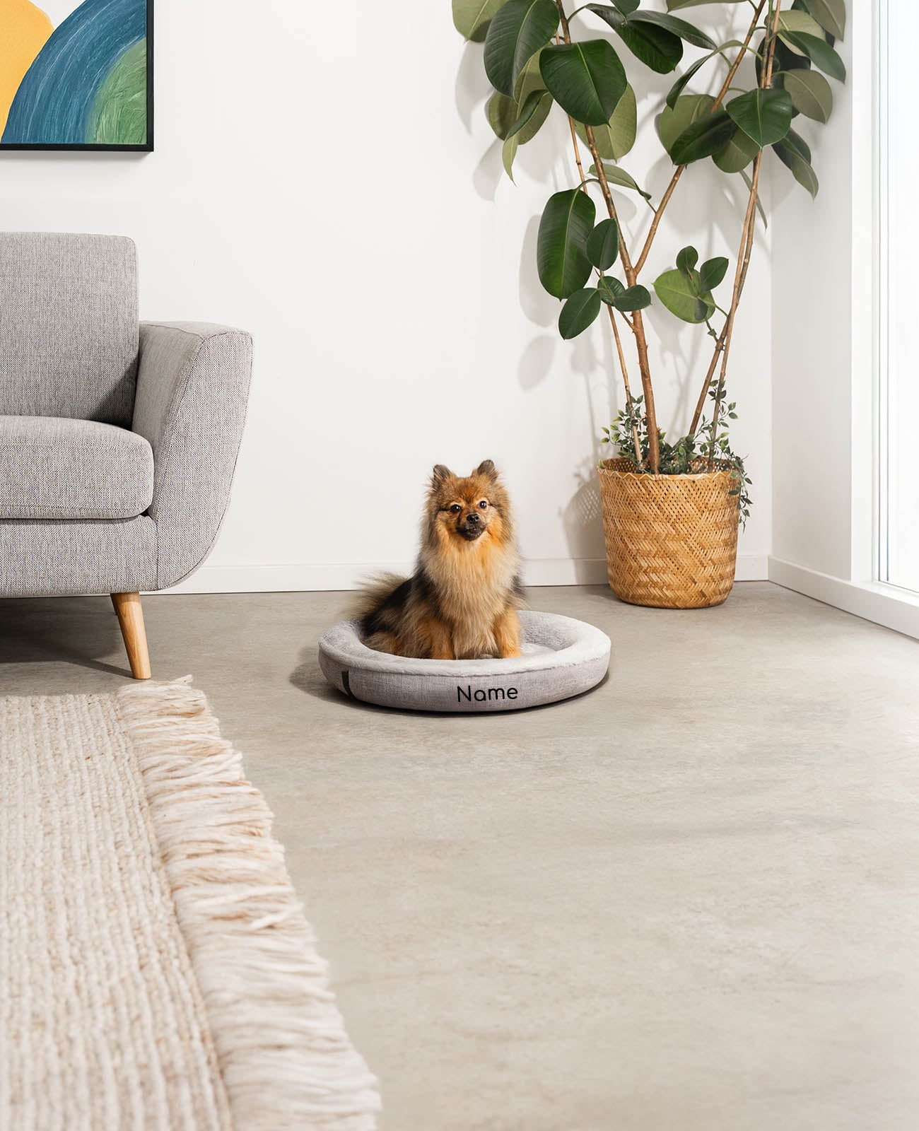 Lit rond pour animaux de compagnie, personnalisé