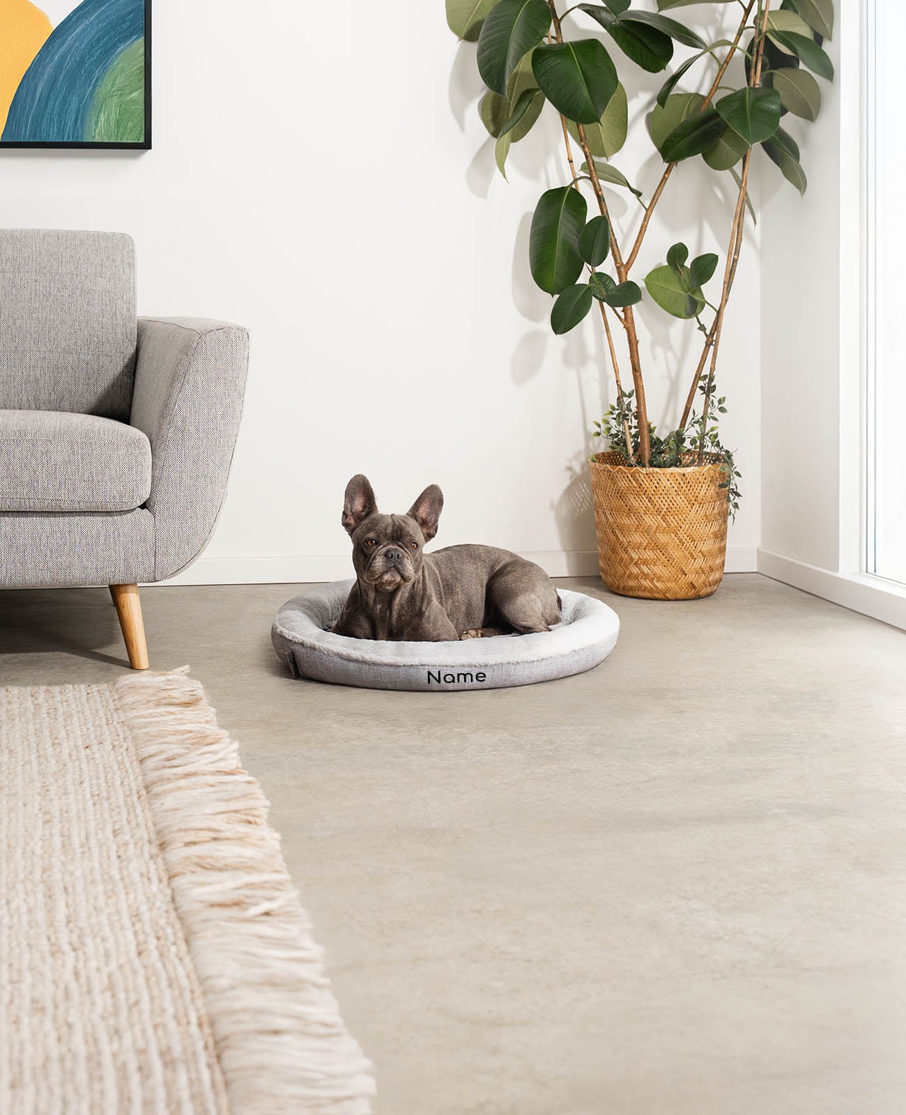 Lit rond pour animaux de compagnie, personnalisé