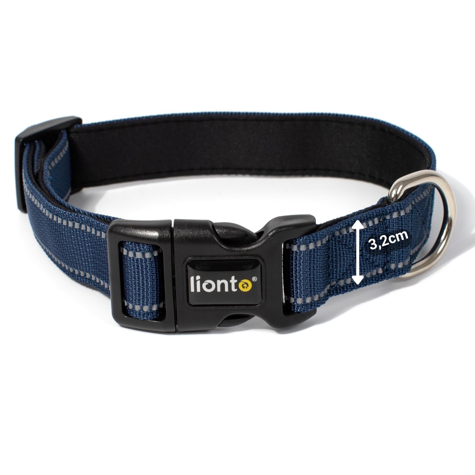 lionto Collier de chien réfléchissant en nylon rembourré, tailles & couleurs