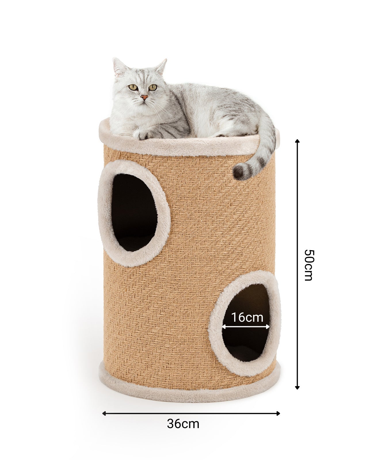 tonneau à gratter Lionto en jute, de différentes hauteurs