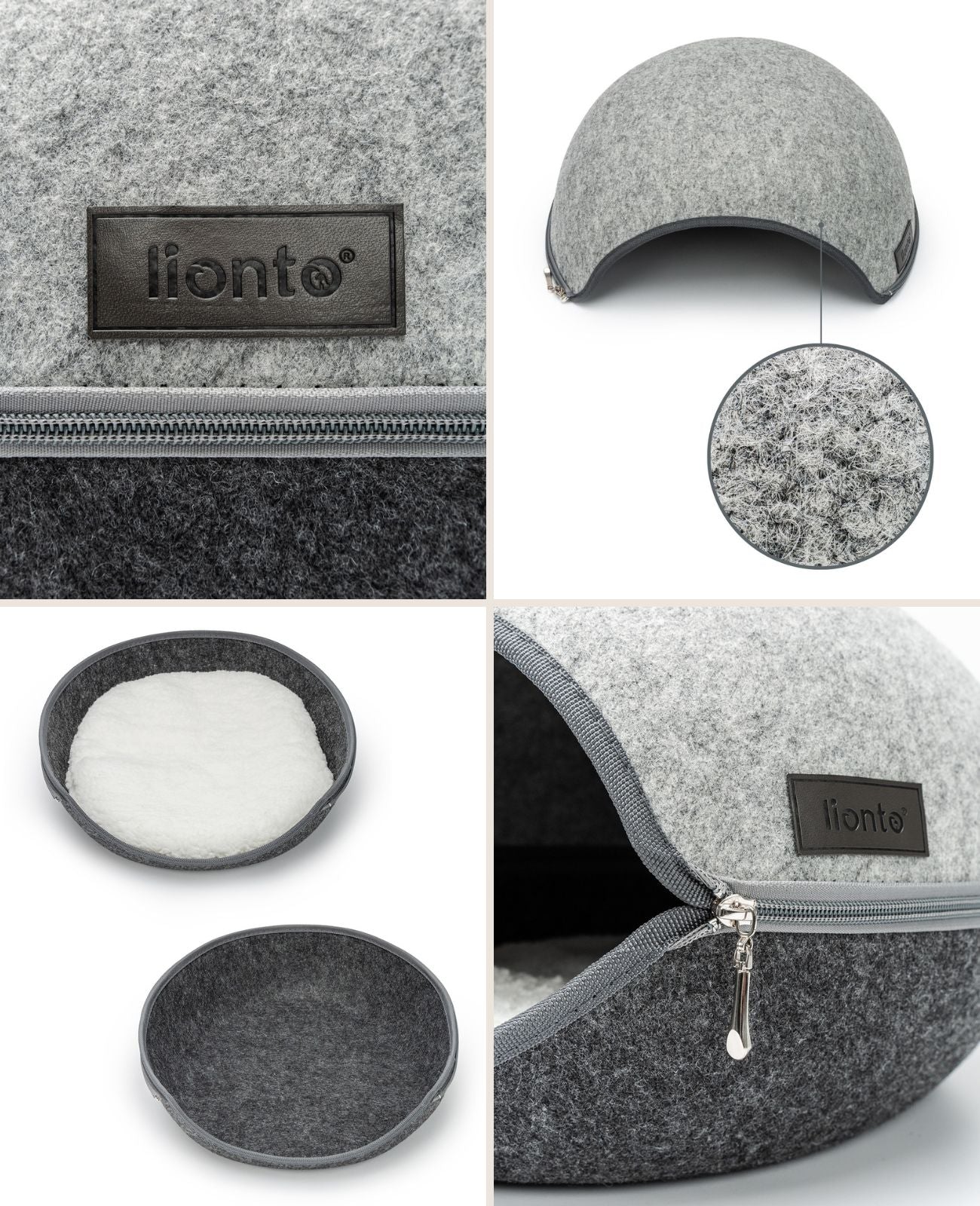 Grotte pour chat en feutre avec coussin moelleux