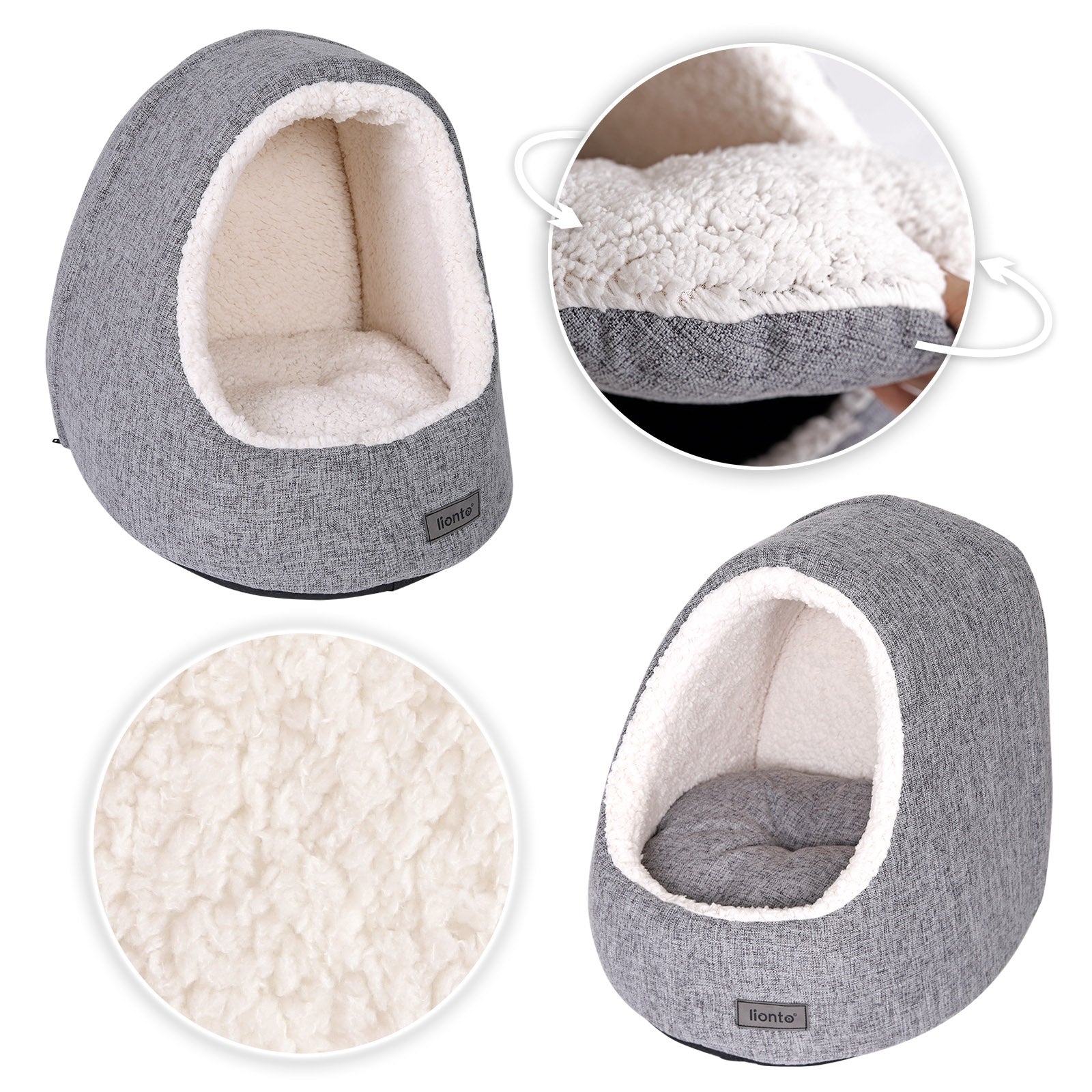 Grotte pour chat avec coussin réversible