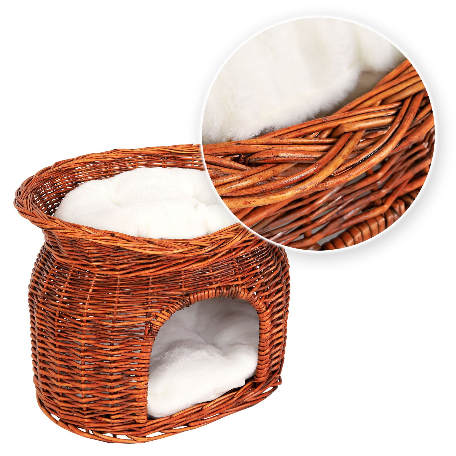 Corbeille osier chats grotte chats avec coussin couleurs différentes 55x39x43 cm