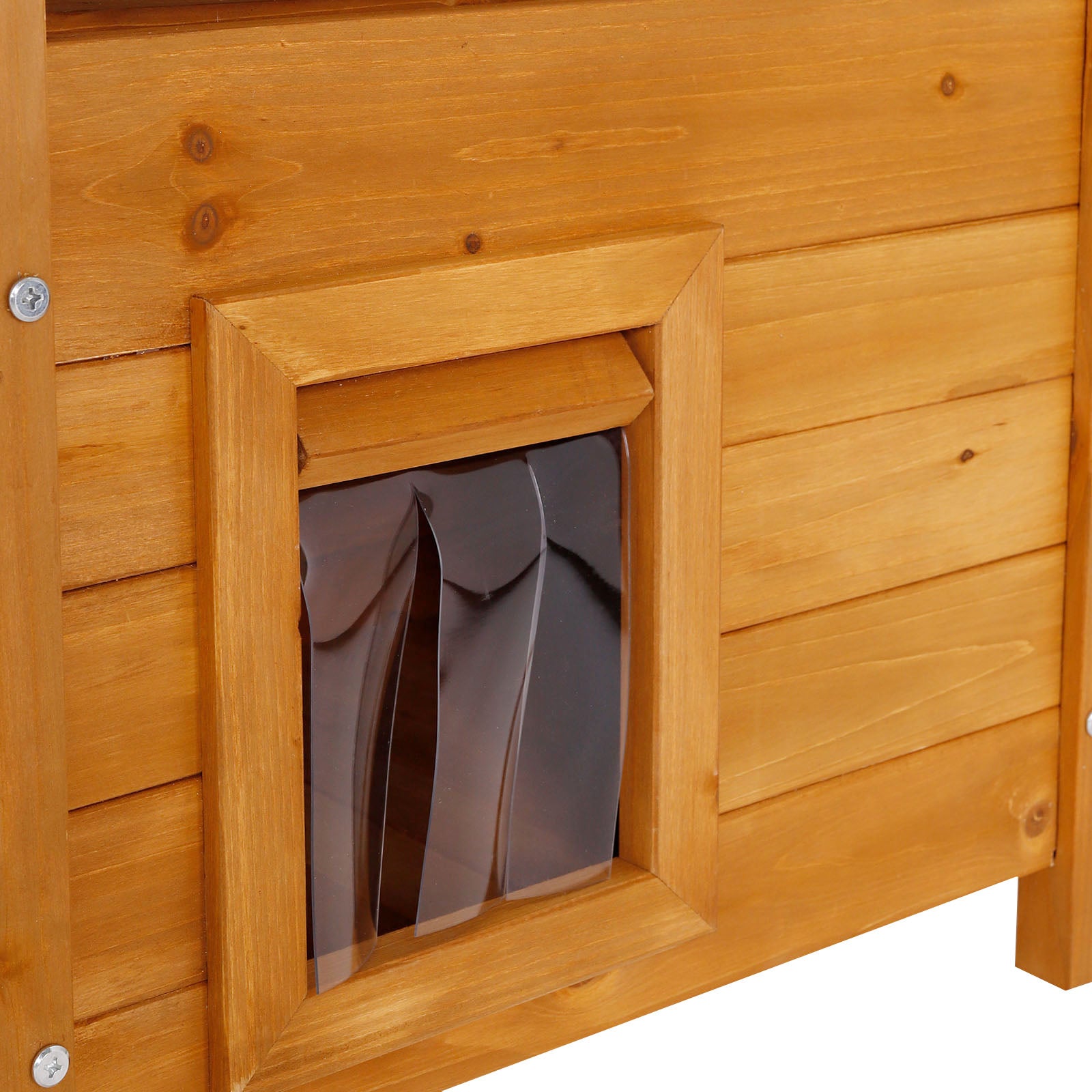 Maison pour chat en bois avec terrasse et escalier