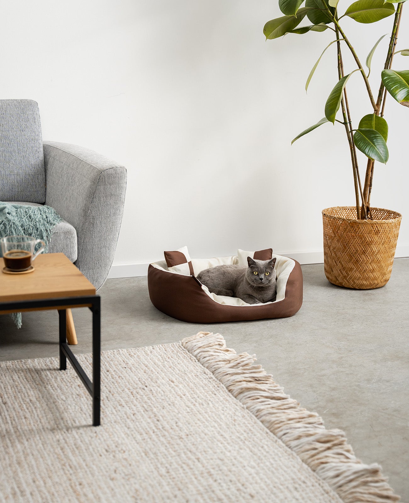 lionto Lit pour chat Coussin pour chat marron/beige