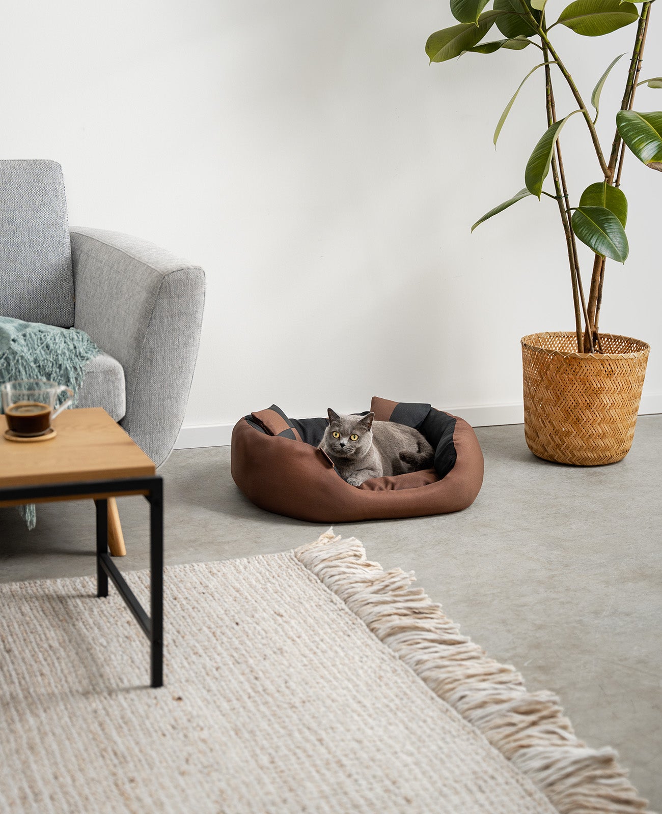 lionto Lit pour chat Coussin pour chat marron/beige
