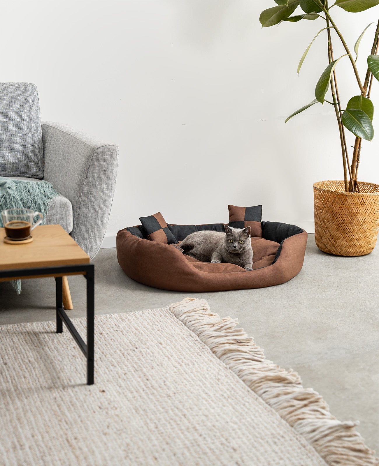 lionto Lit pour chat Coussin pour chat marron/beige