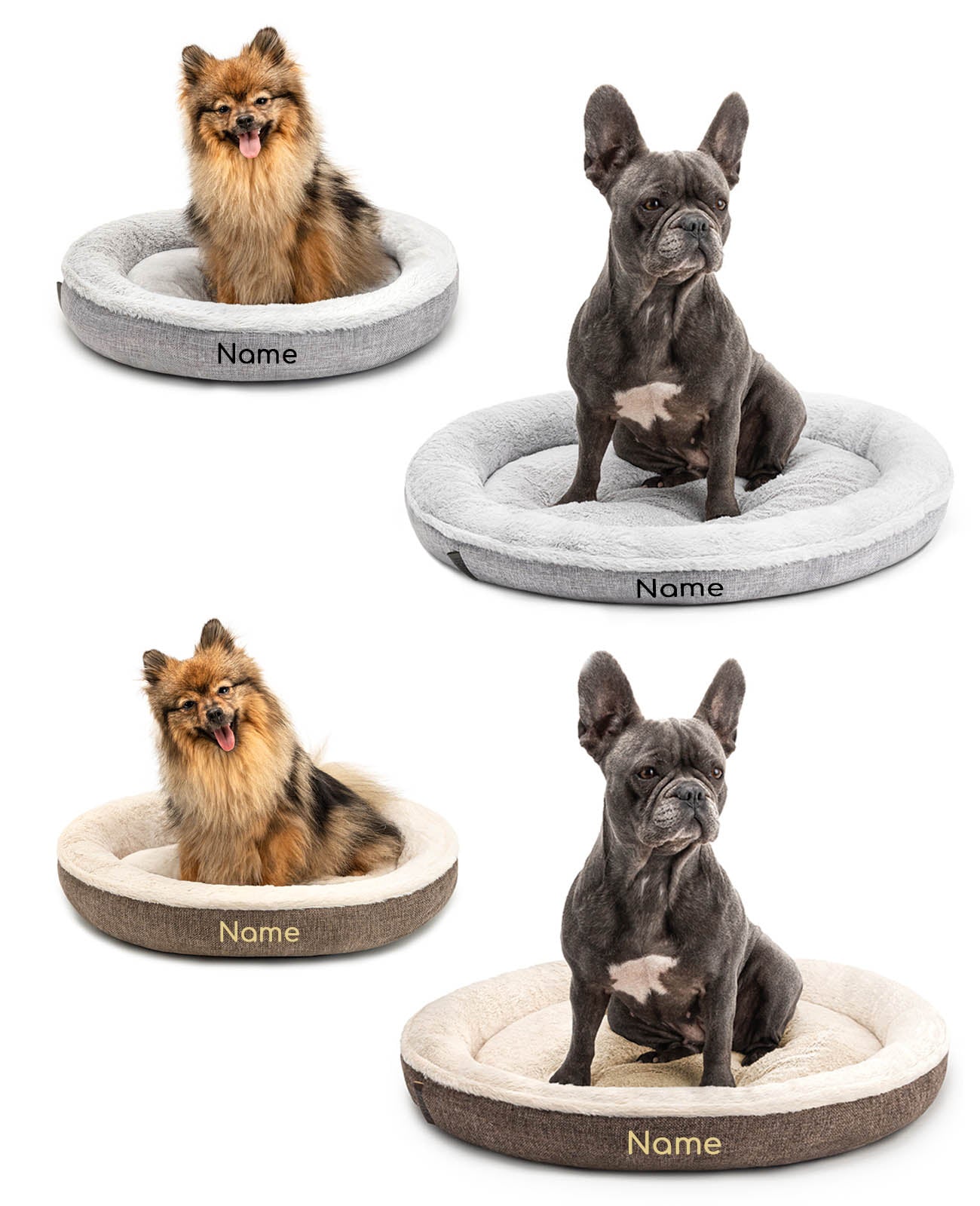 Lit rond pour animaux de compagnie, personnalisé