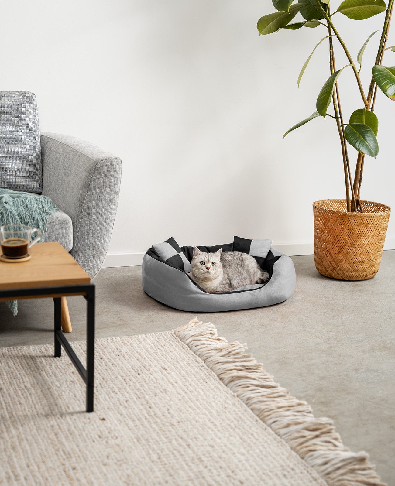 lionto Lit pour chat Coussin pour chat marron/beige