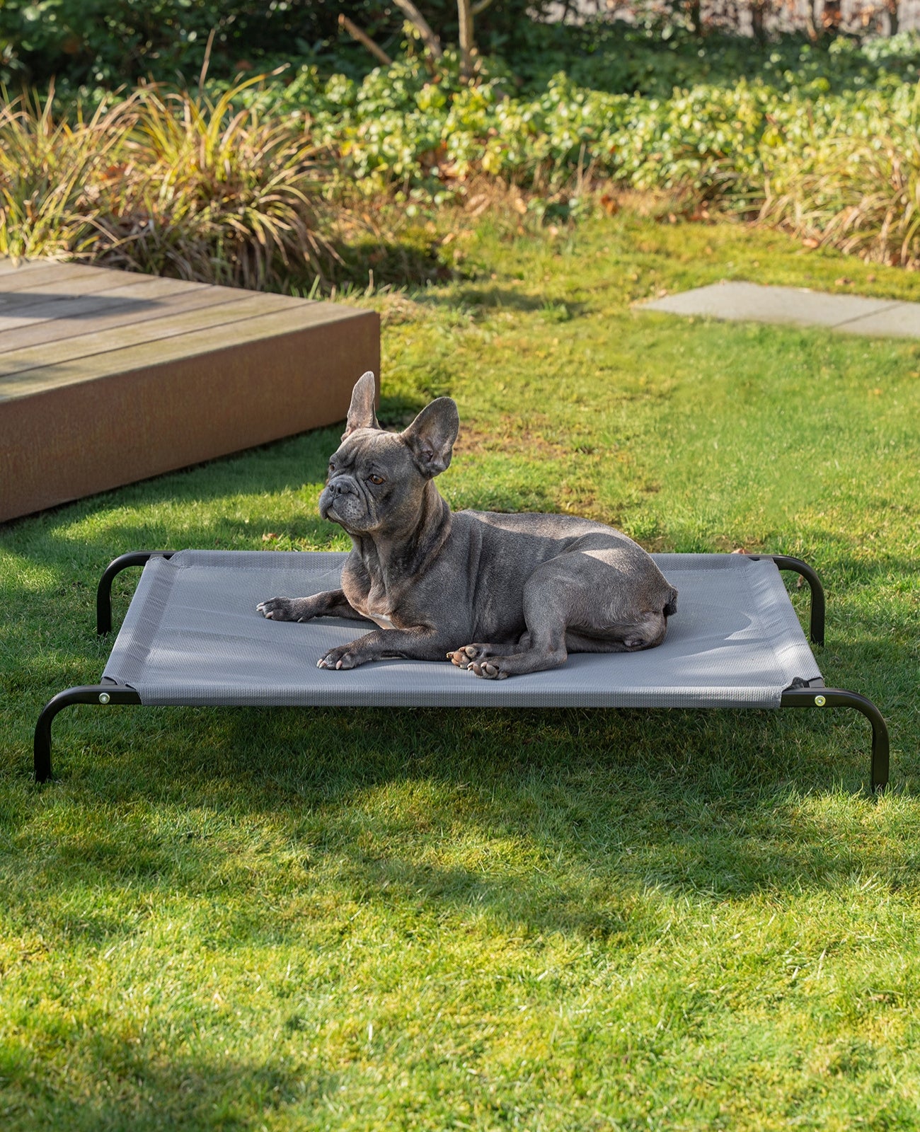 lionto Lit pour Chiens, Couchette en Tissu Textilene, gris ou noir