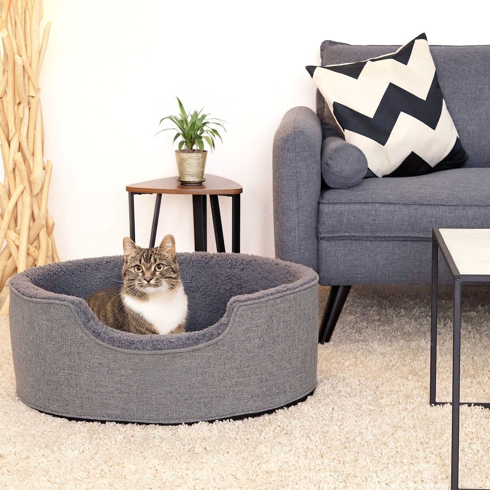 Lit pour chat en peluche lavable