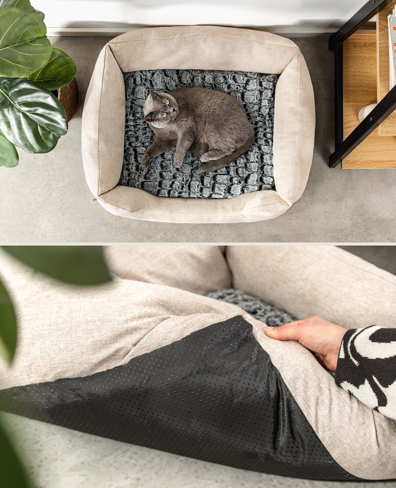 lionto Lit confortable pour chien, Canapé en tissu chinée