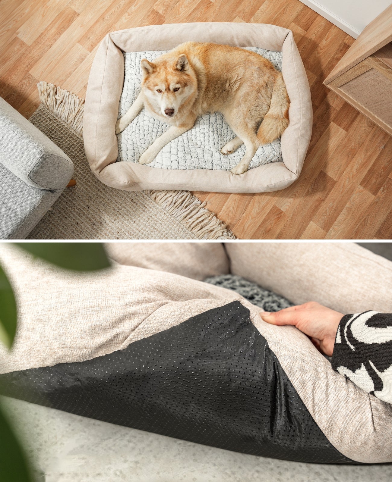 Lit pour chien avec coussin réversible