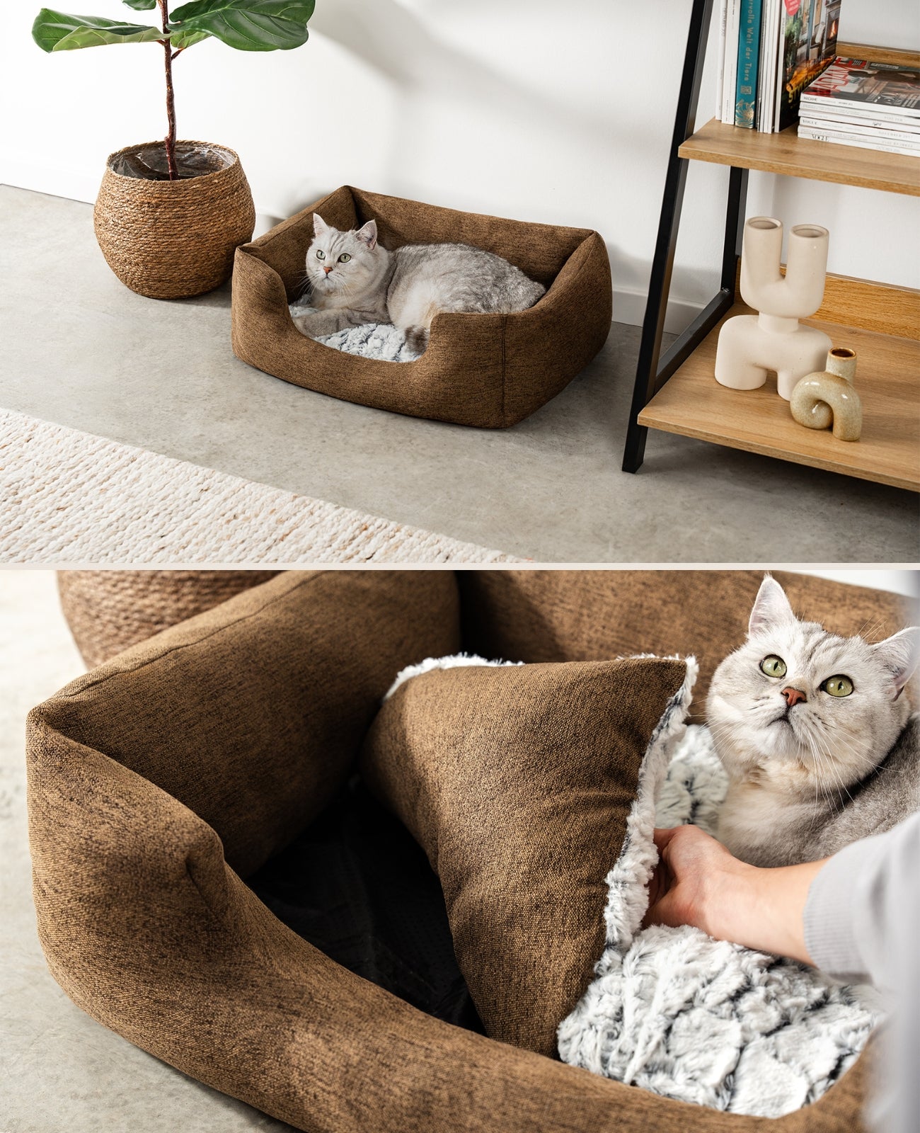 lionto Lit confortable pour chien, Canapé en tissu chinée