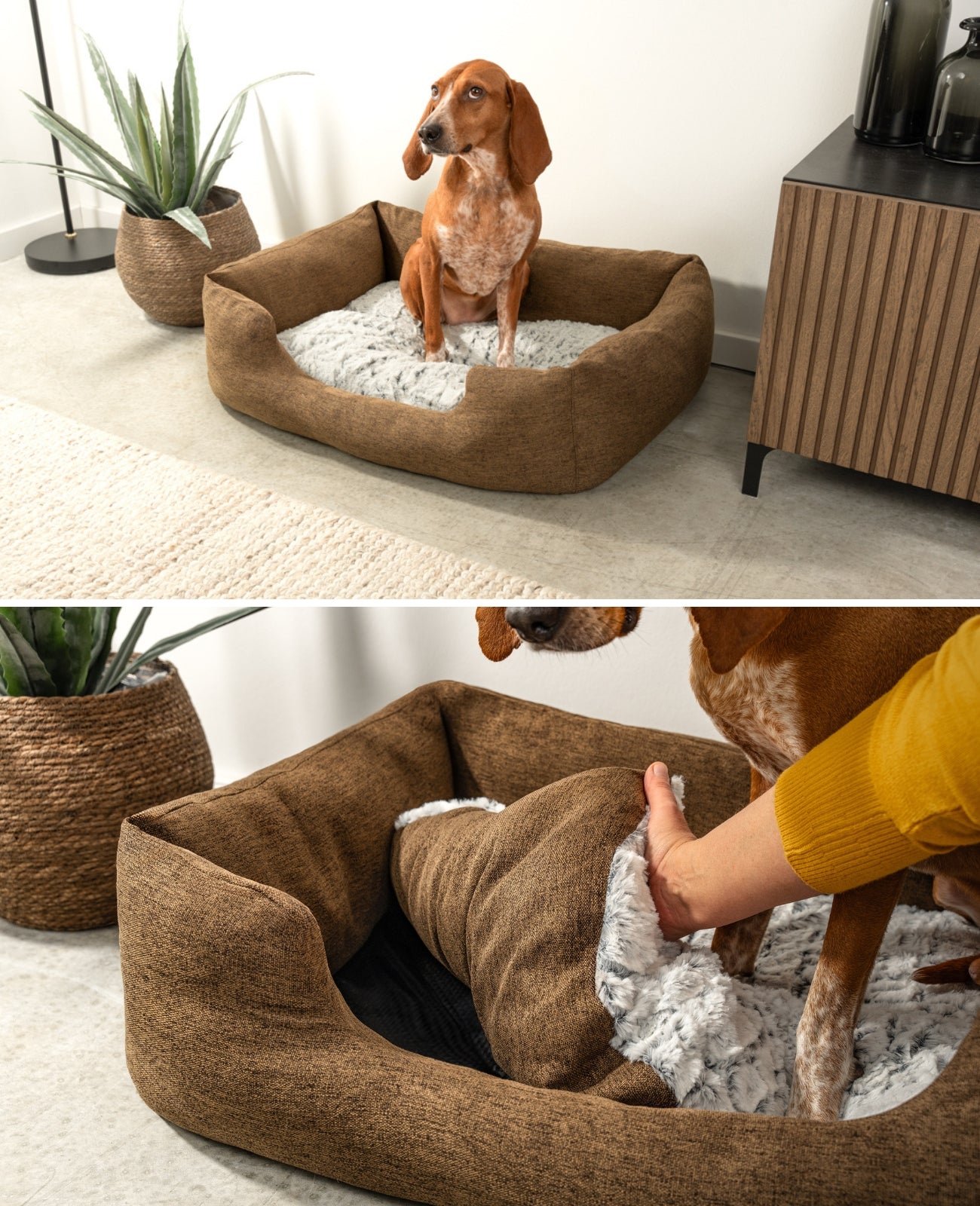 Lit pour chien avec coussin réversible