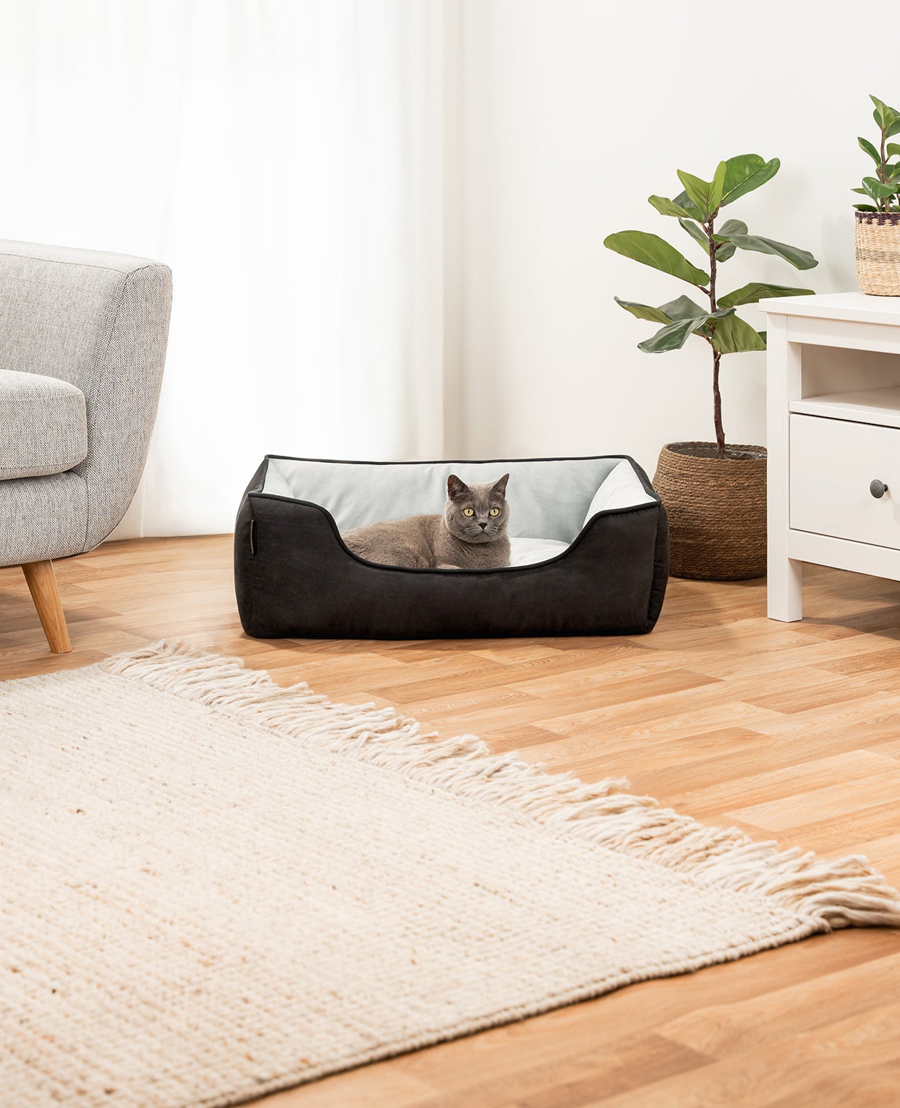 lionto Panier chat 2-en-1 lit chat coussin réversible diff. tailles et couleurs