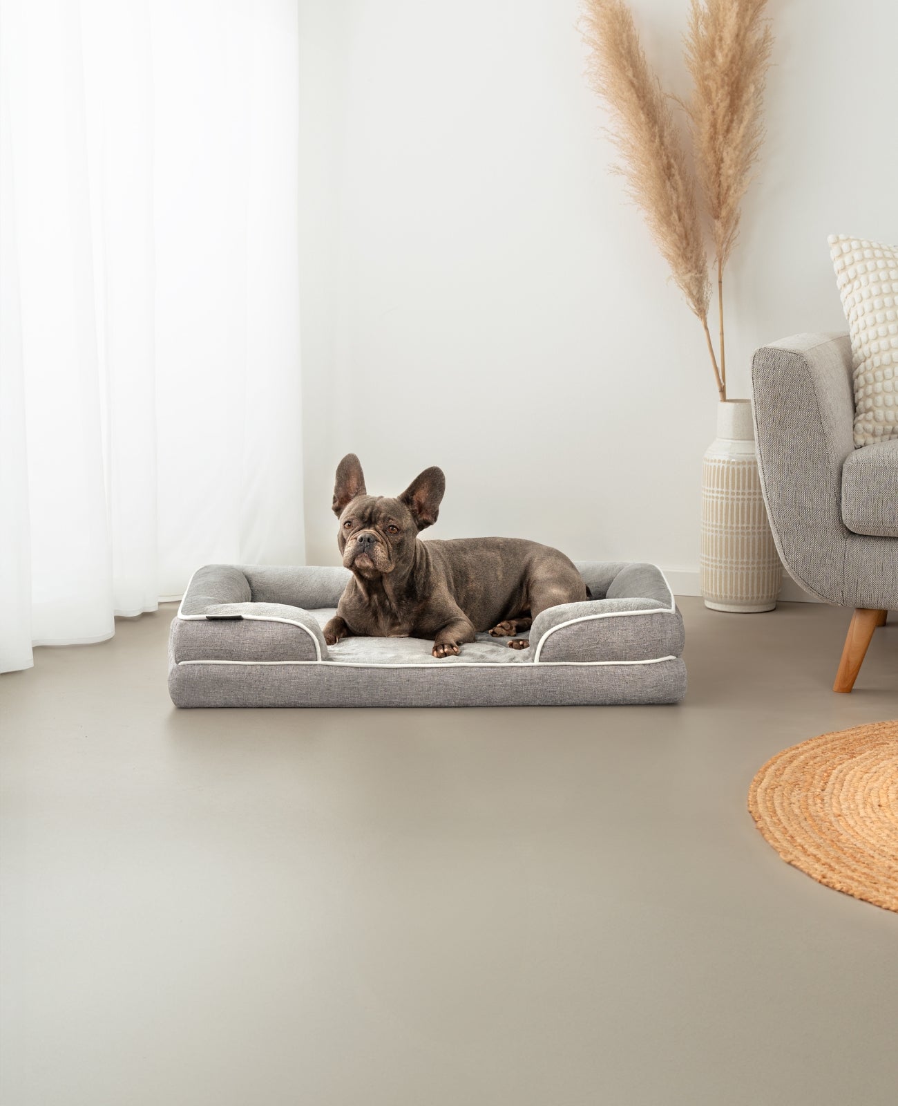 Orthopädisches Hundebett mit erhöhtem Rand, rutschfest