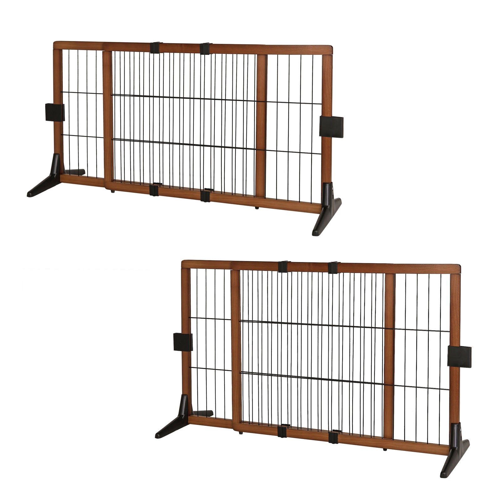 ausziehbares Absperrgitter für Hunde aus Holz mit Metallgittern