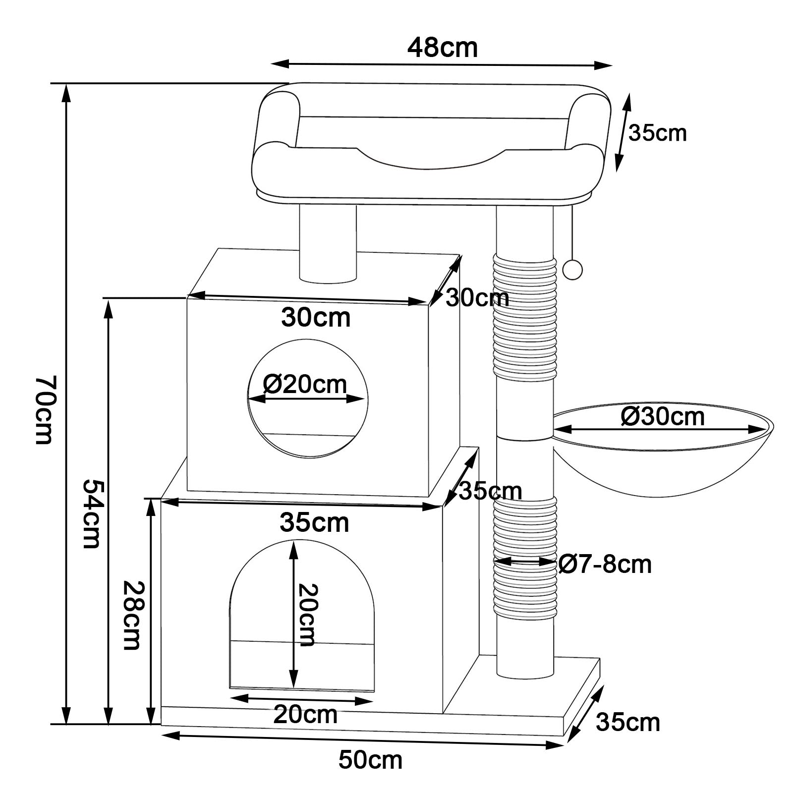 Arbre à chat hauteur 70 cm