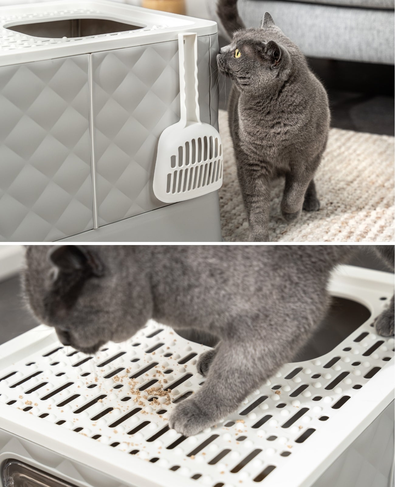 Bac à litière pour chat avec tiroir et pelle