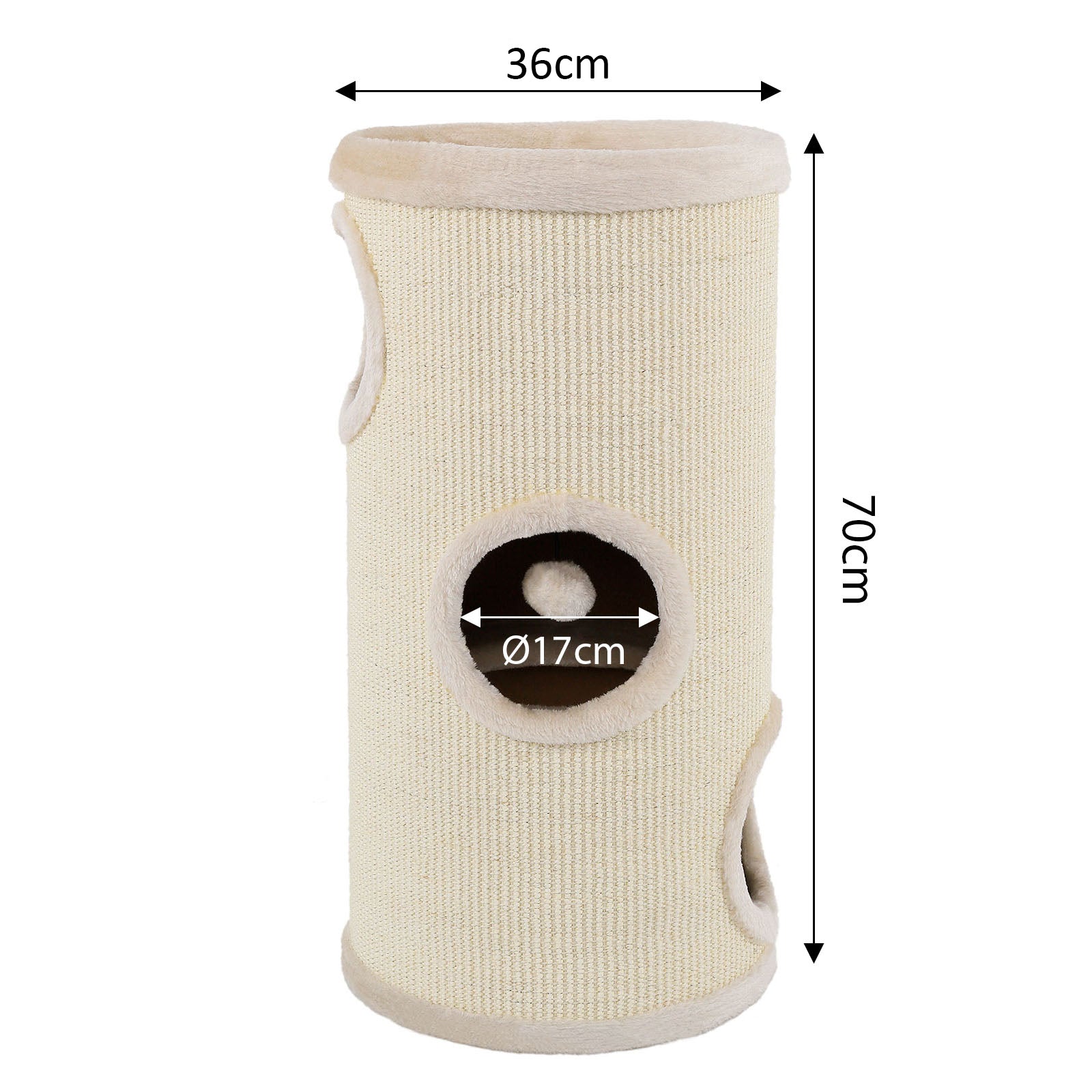 dibea, Tonneau Griffoir Colonne avec Sisal pour Gratter/Plateau avec Peluche