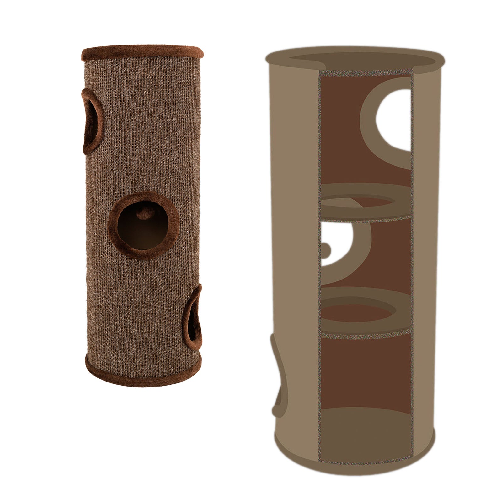dibea, Tonneau Griffoir Colonne avec Sisal pour Gratter/Plateau avec Peluche