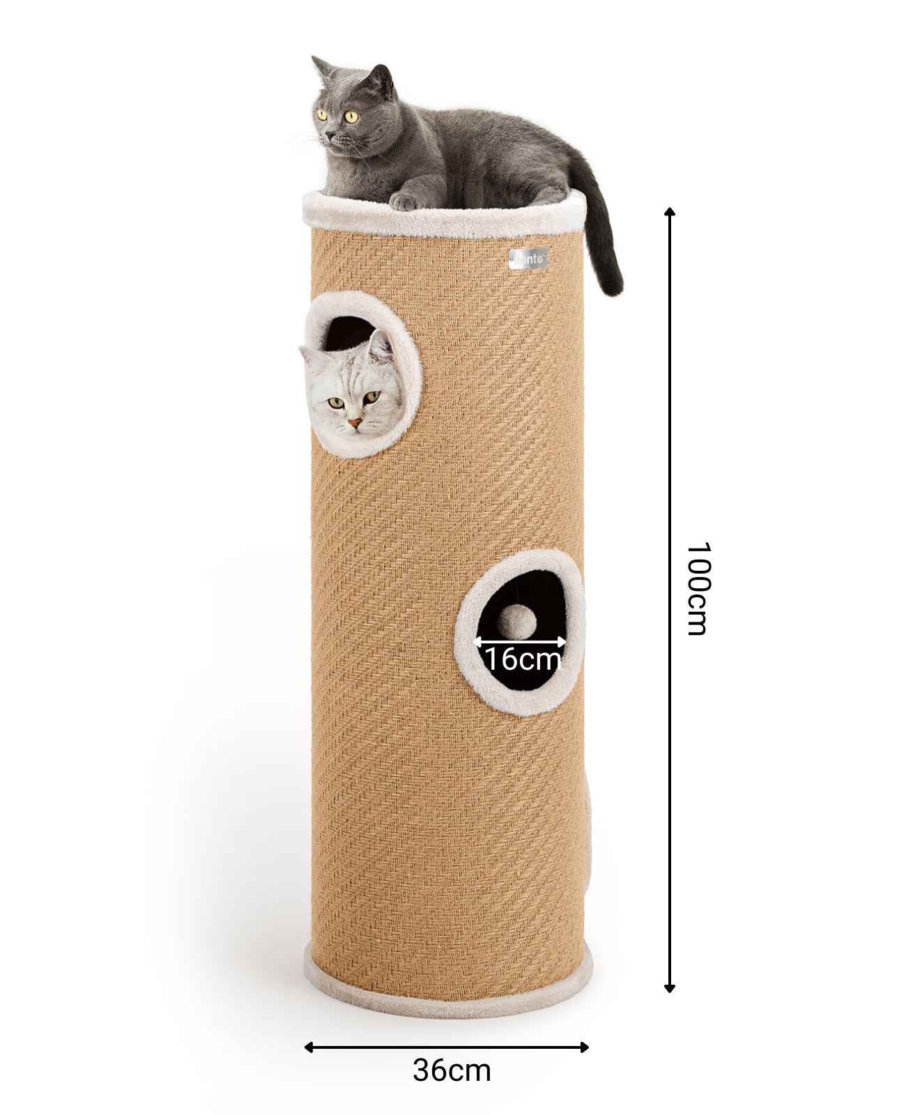 tonneau à gratter Lionto en jute, de différentes hauteurs