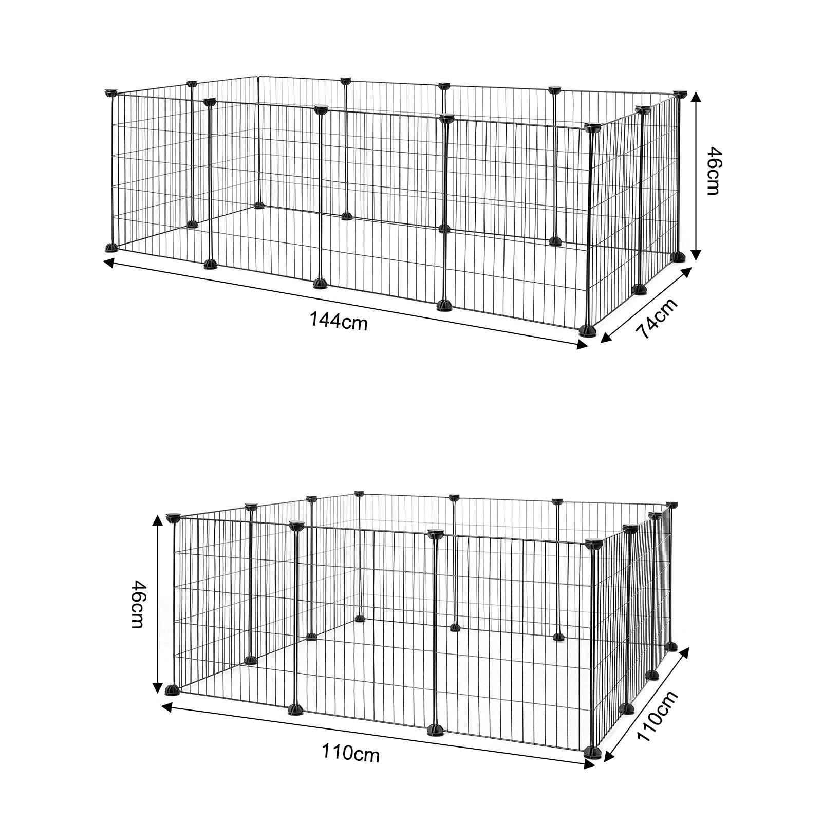 lionto Parc ouvert en métal enclos petits animaux parc petits animaux cage extensible