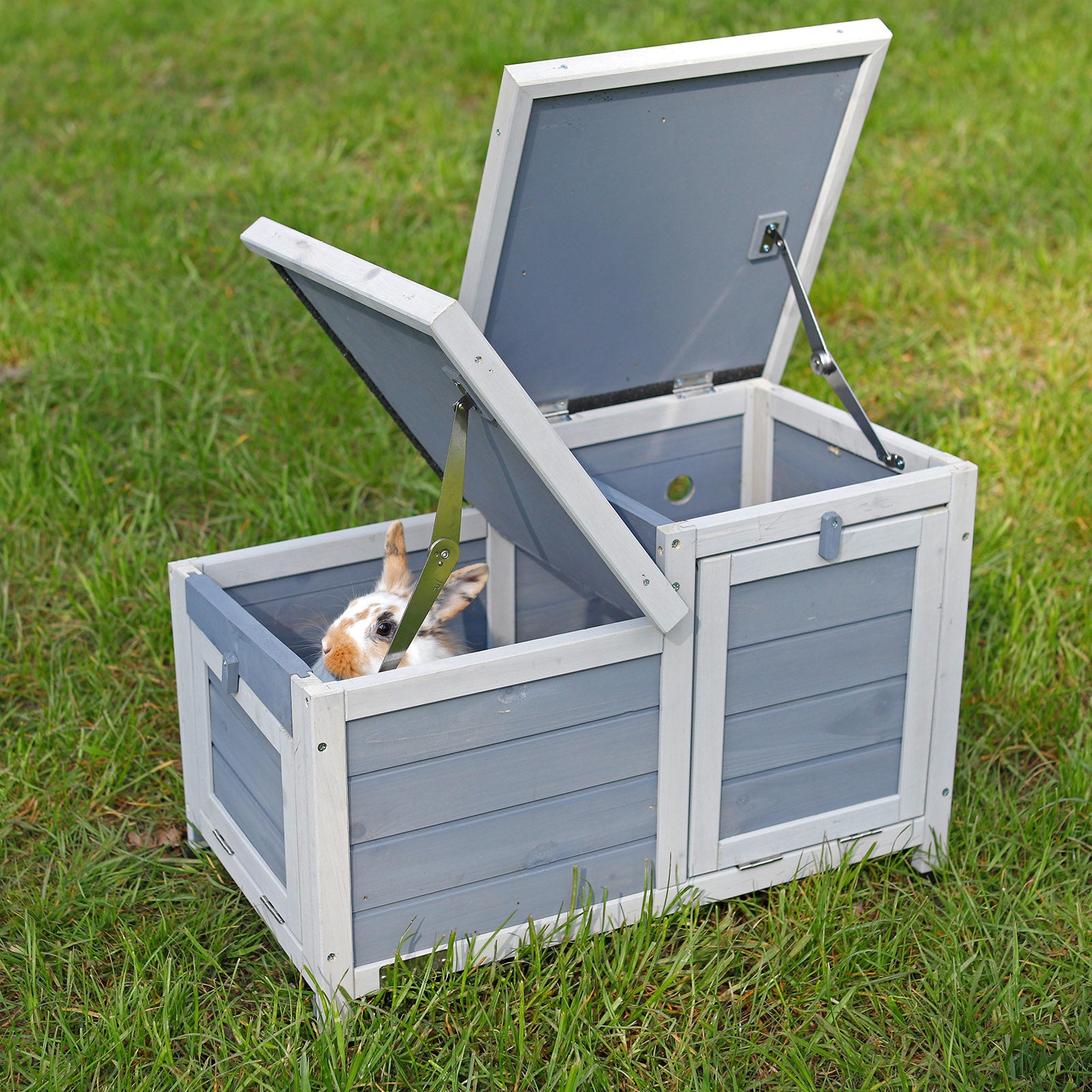 Cage à lapin clapier pour petit animal maison pour rongeurs gris 70x43x45 cm