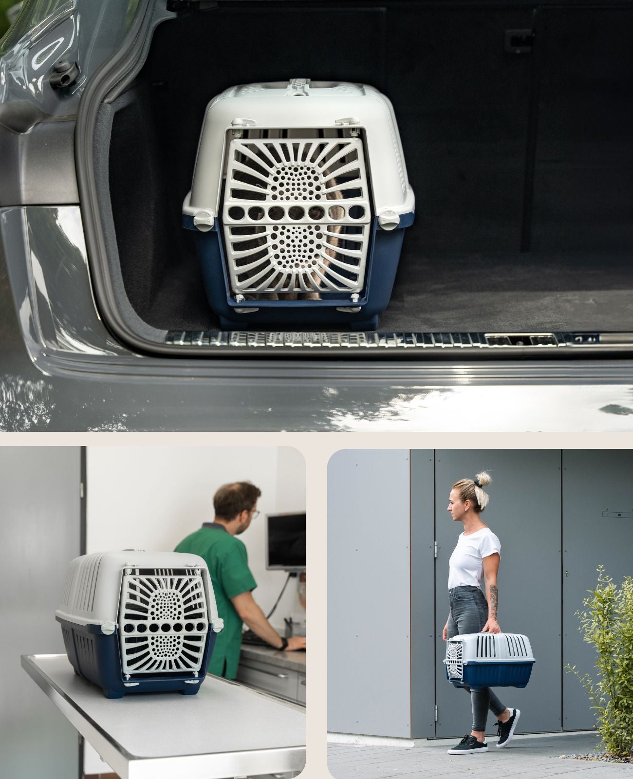 Boîte de transport pour chat en plastique