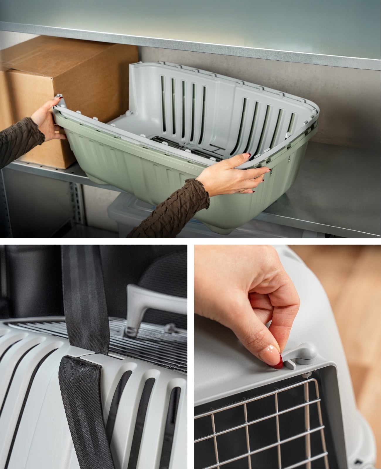 Caisse de transport pour chat Lionto en plastique avec porte et ouverture en métal, 58,5 x 35,5 x 40 cm