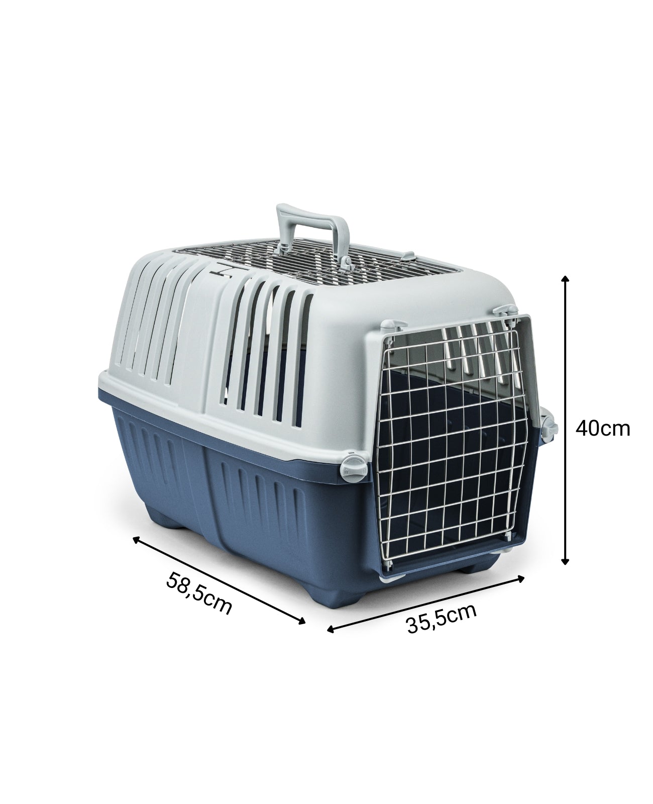 Caisse de transport pour chat Lionto en plastique avec porte et ouverture en métal, 58,5 x 35,5 x 40 cm