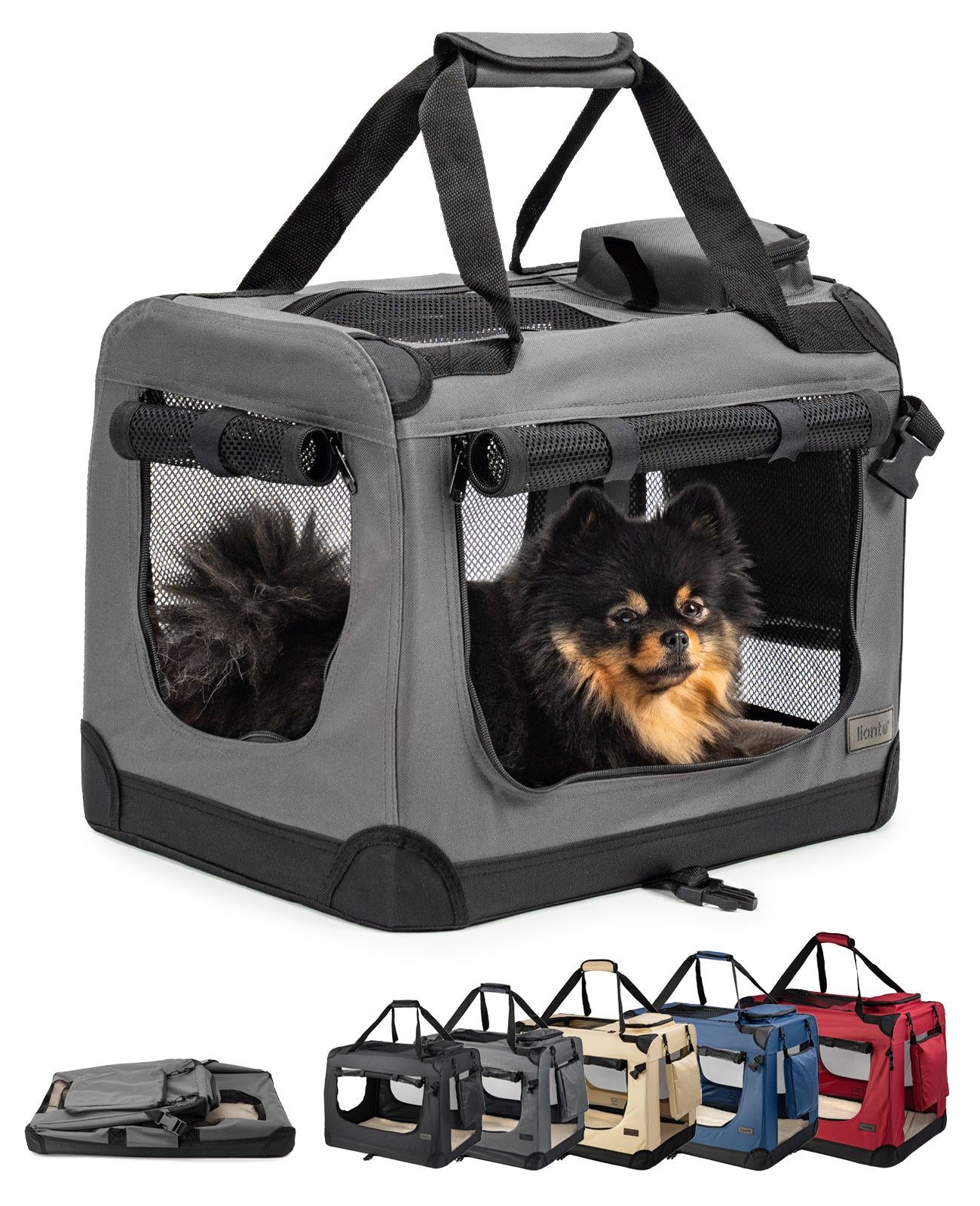 lionto Caisse de transport pliable pour chien (tailles S-XXXL et 4 couleurs)