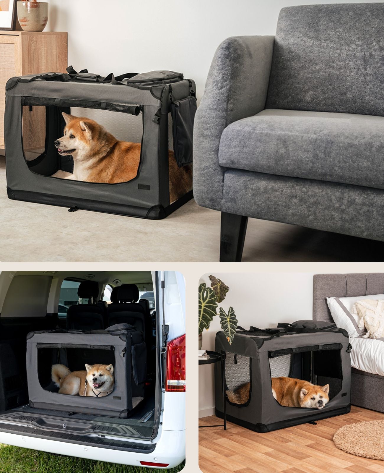 lionto Caisse de transport pliable pour chien (tailles S-XXXL et 4 couleurs)