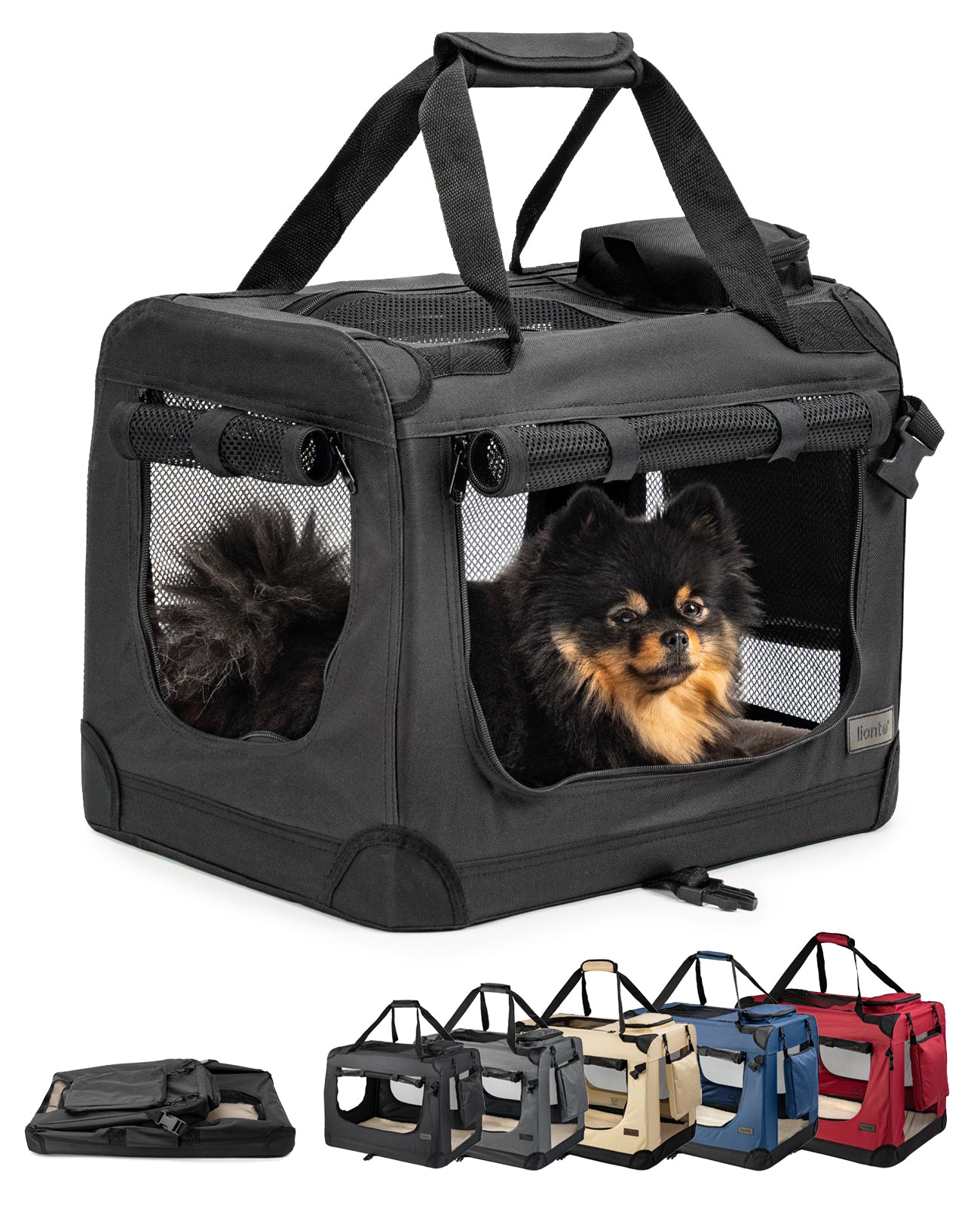 lionto Caisse de transport pliable pour chien (tailles S-XXXL et 4 couleurs)