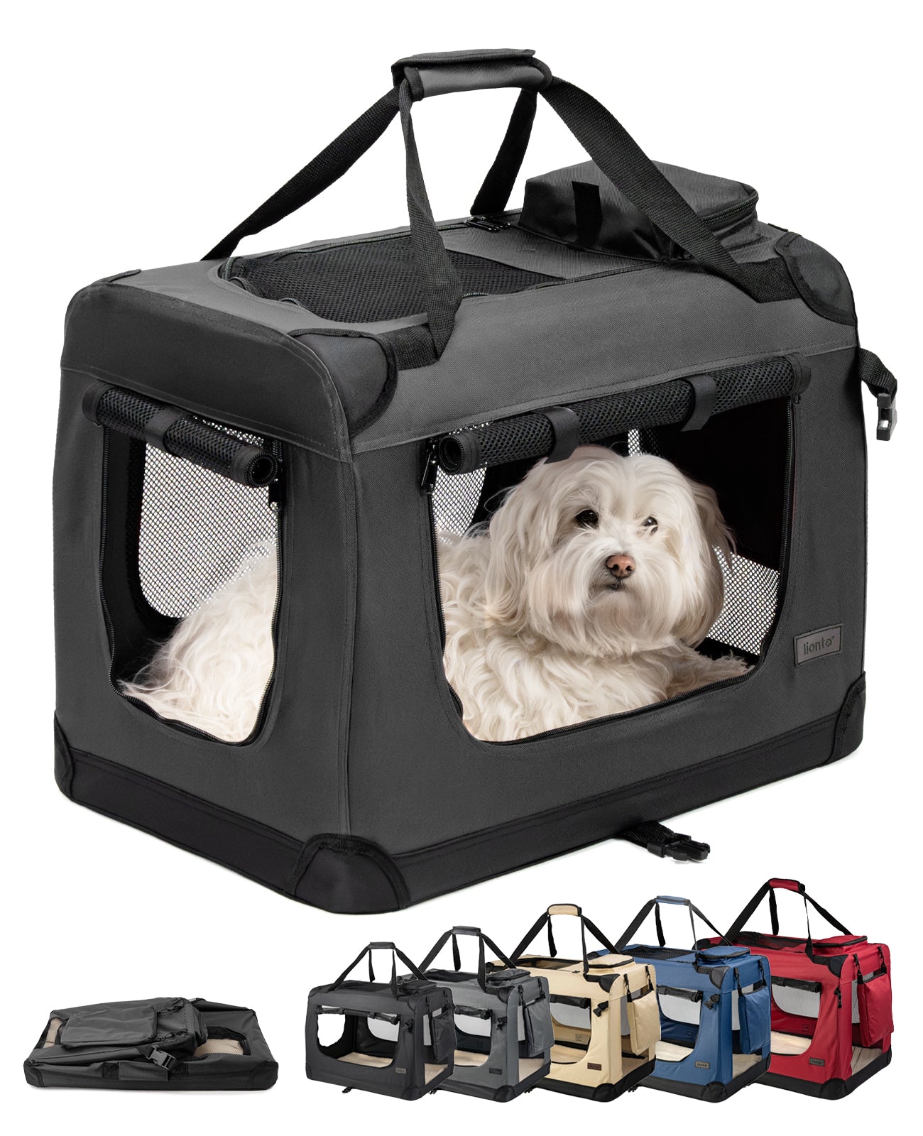 lionto Caisse de transport pliable pour chien (tailles S-XXXL et 4 couleurs)