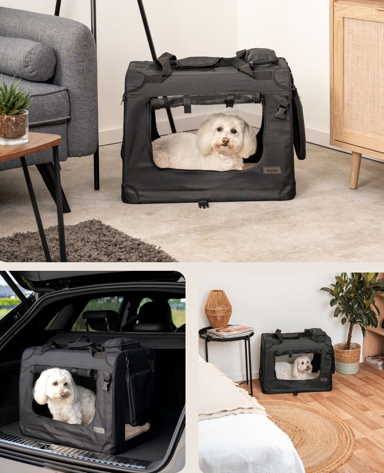 lionto Caisse de transport pliable pour chien (tailles S-XXXL et 4 couleurs)