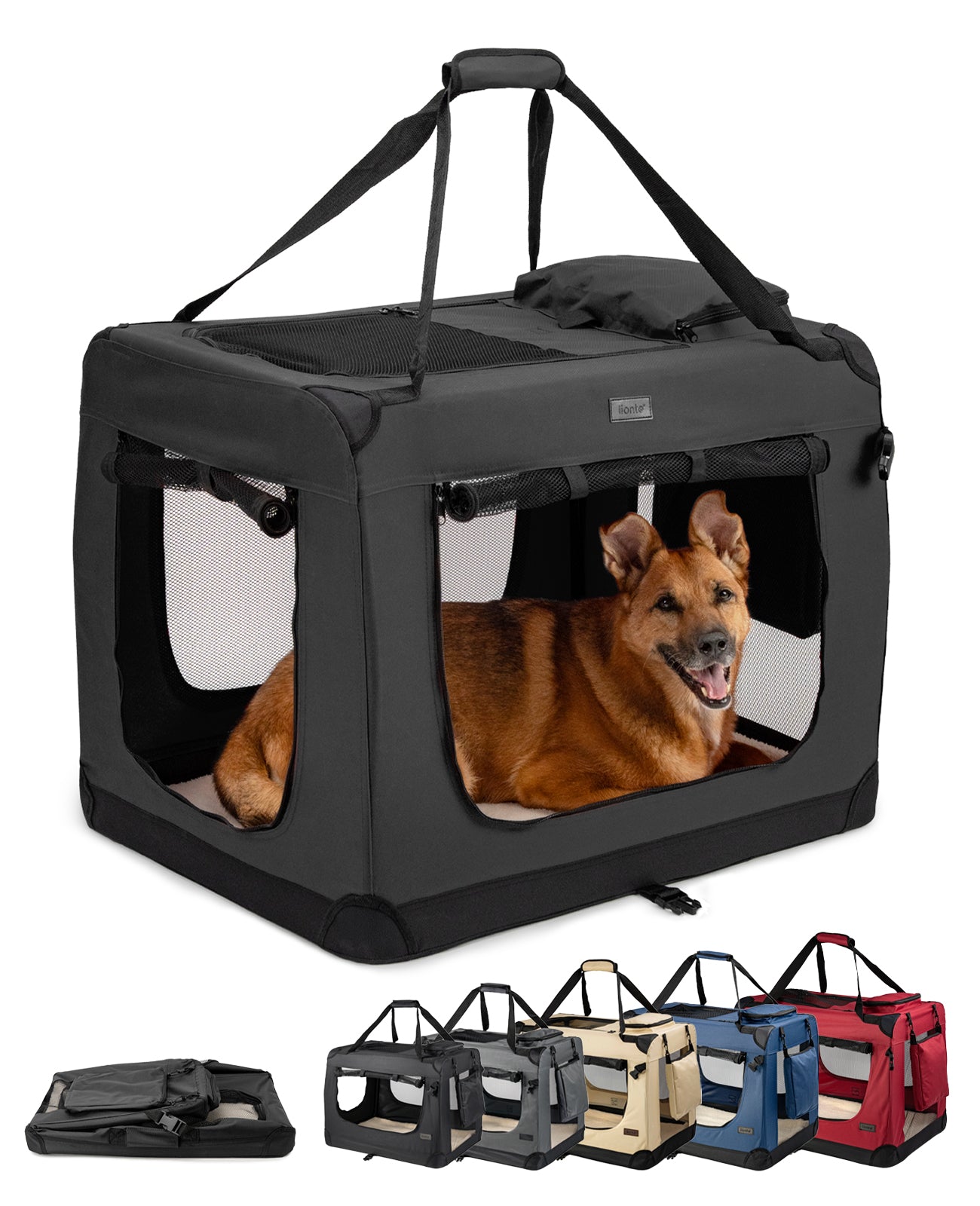lionto Caisse de transport pliable pour chien (tailles S-XXXL et 4 couleurs)