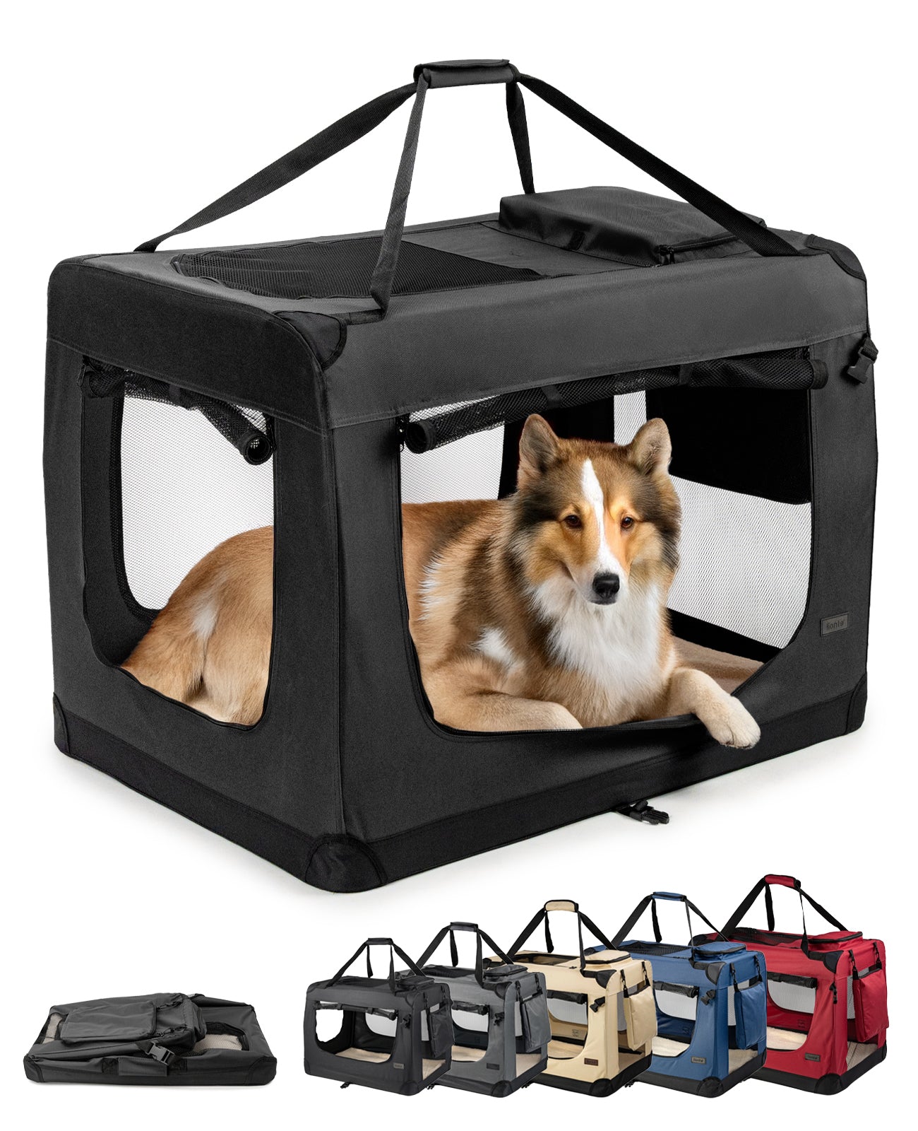 lionto Caisse de transport pliable pour chien (tailles S-XXXL et 4 couleurs)