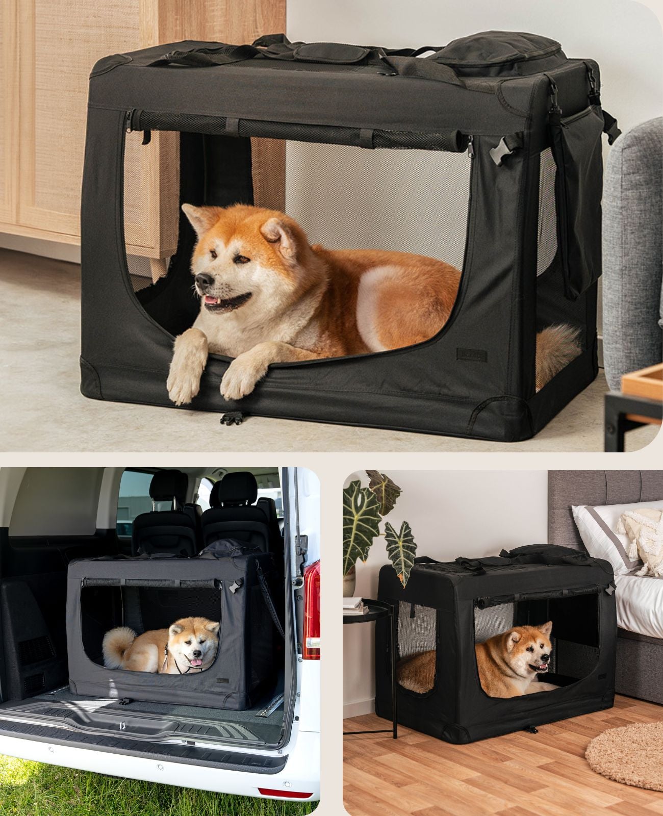 lionto Caisse de transport pliable pour chien (tailles S-XXXL et 4 couleurs)