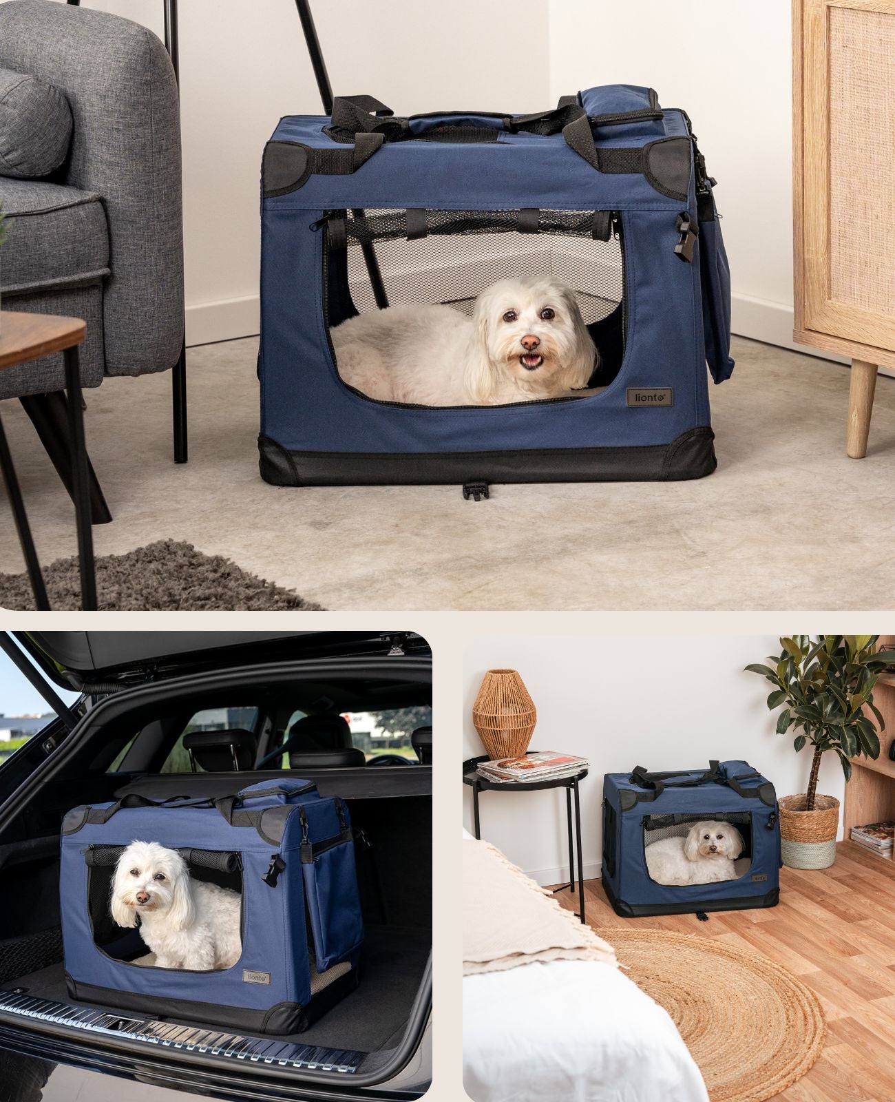 lionto Caisse de transport pliable pour chien (tailles S-XXXL et 4 couleurs)