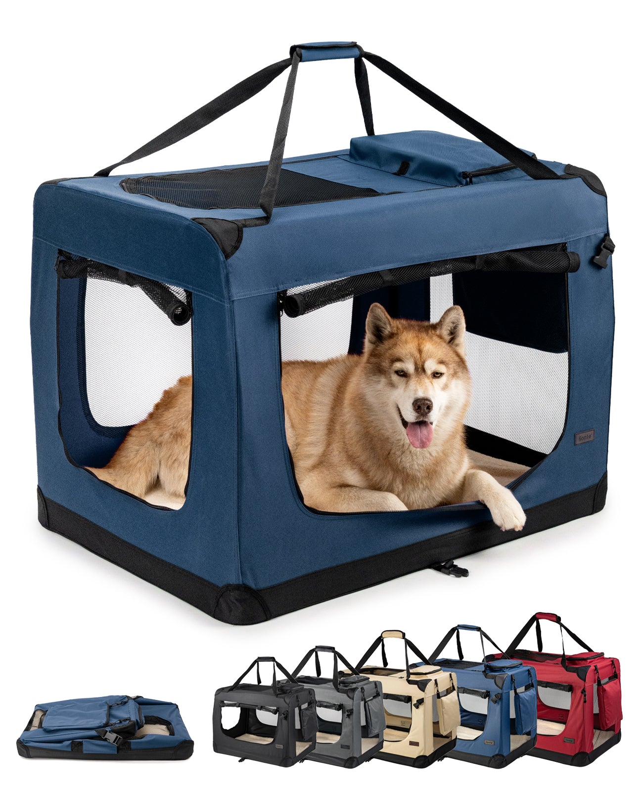 lionto Caisse de transport pliable pour chien (tailles S-XXXL et 4 couleurs)