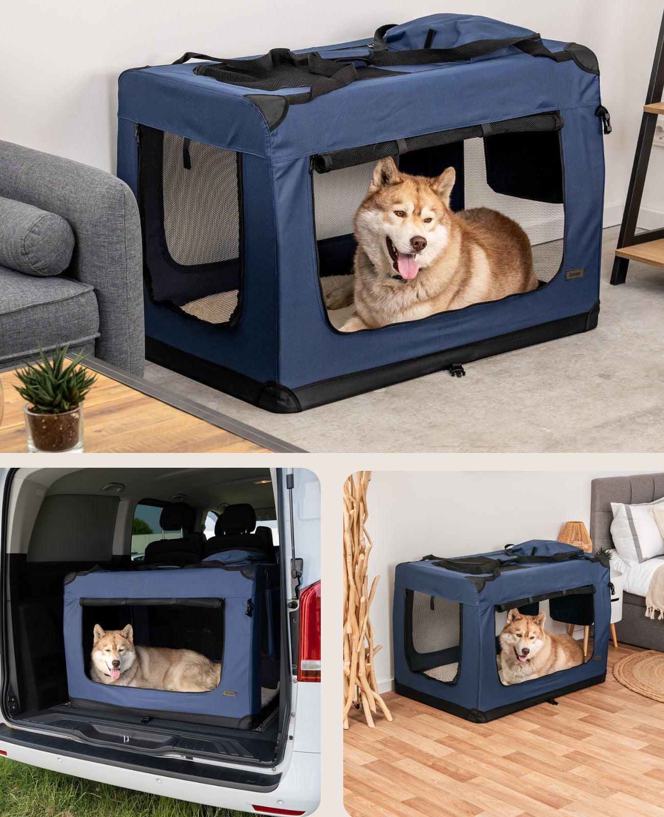 lionto Caisse de transport pliable pour chien (tailles S-XXXL et 4 couleurs)