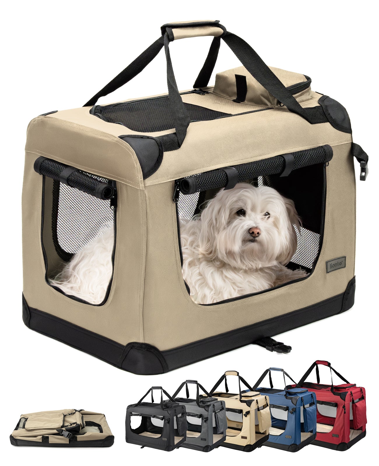 lionto Caisse de transport pliable pour chien (tailles S-XXXL et 4 couleurs)