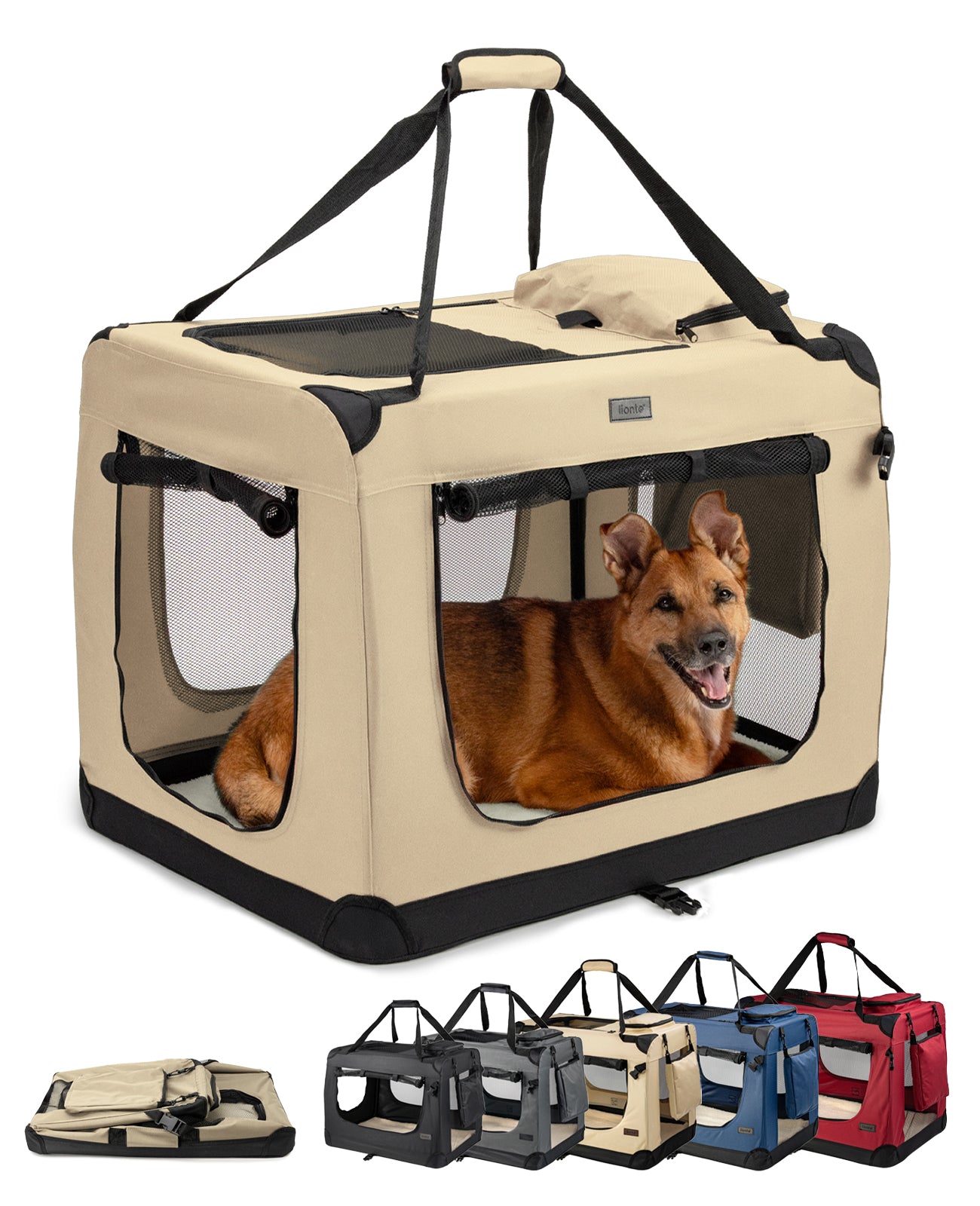 lionto Caisse de transport pliable pour chien (tailles S-XXXL et 4 couleurs)