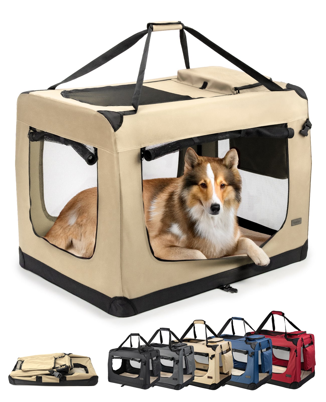 lionto Caisse de transport pliable pour chien (tailles S-XXXL et 4 couleurs)