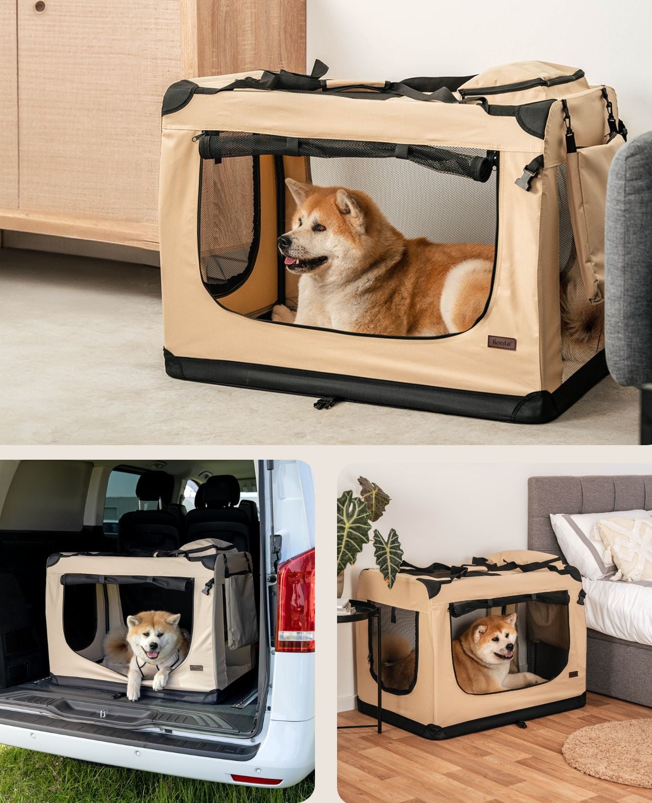 lionto Caisse de transport pliable pour chien (tailles S-XXXL et 4 couleurs)