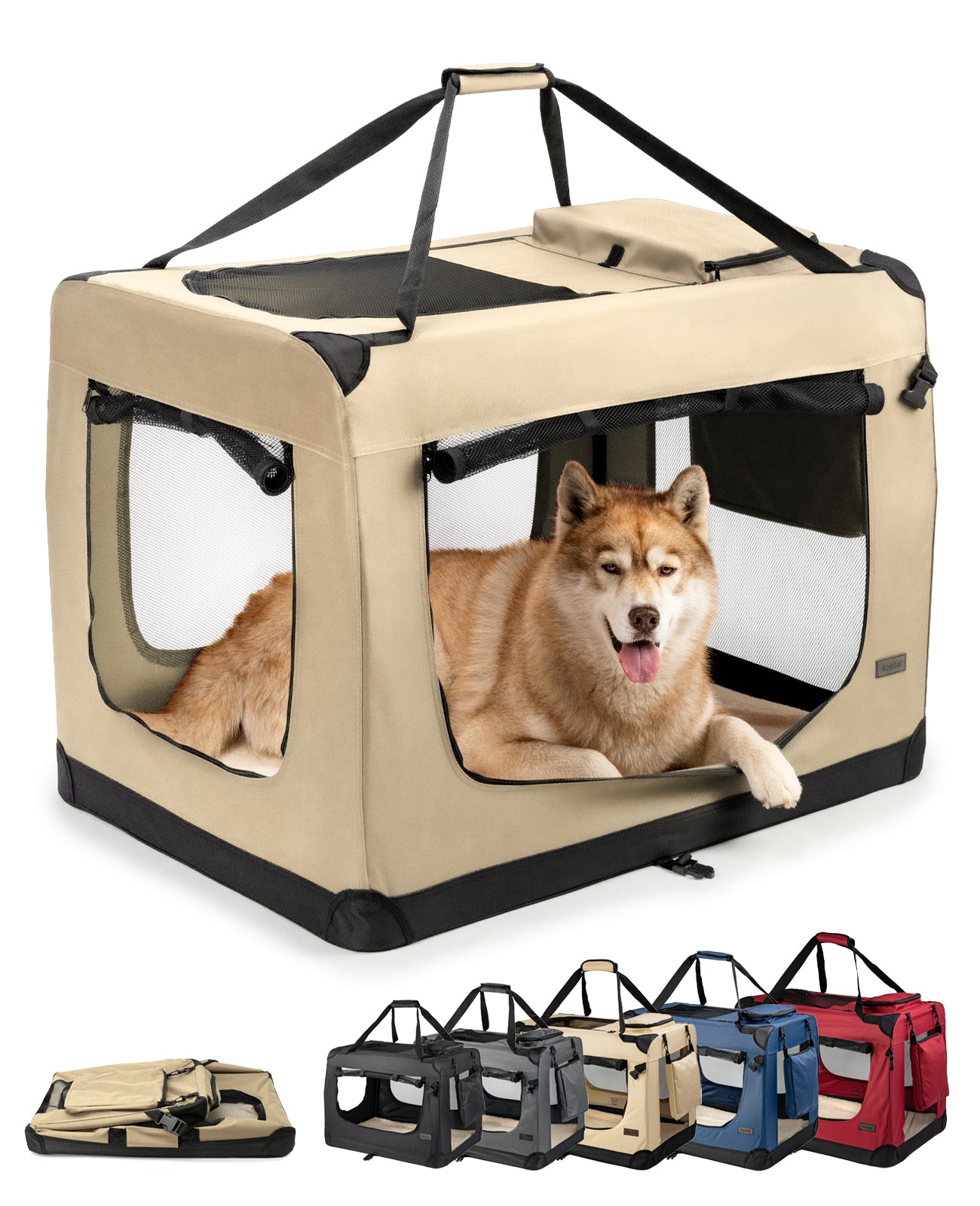 lionto Caisse de transport pliable pour chien (tailles S-XXXL et 4 couleurs)