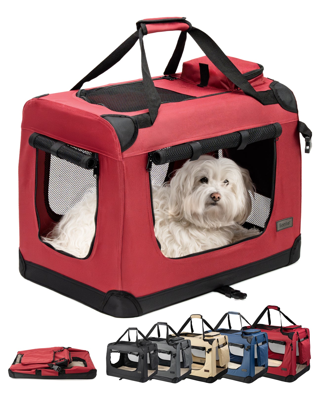lionto Caisse de transport pliable pour chien (tailles S-XXXL et 4 couleurs)